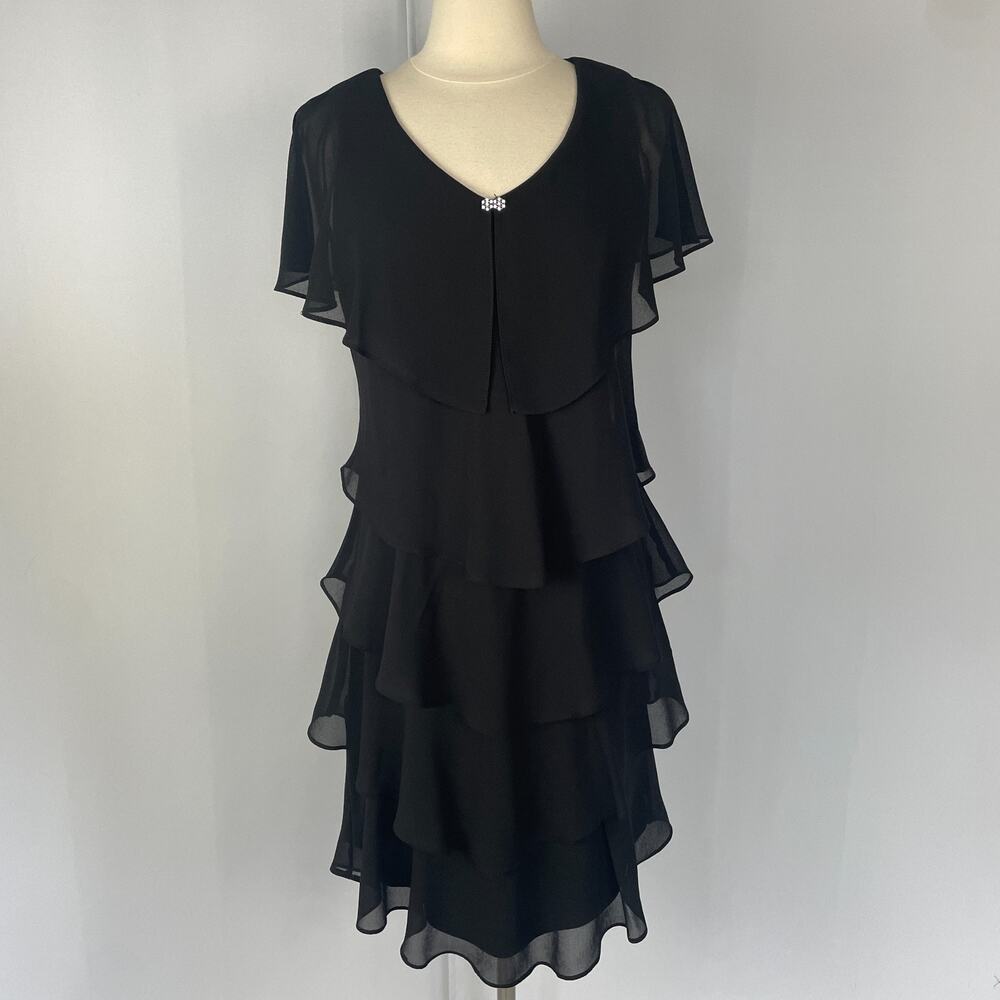Y2K Party Dress Size 6 Black Chiffon Ruffle Cocktail Fairy Grunge Whimsigoth Vtg